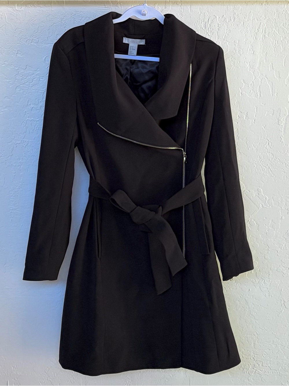 H&M Asymmetric Zip Belted Trench Coat